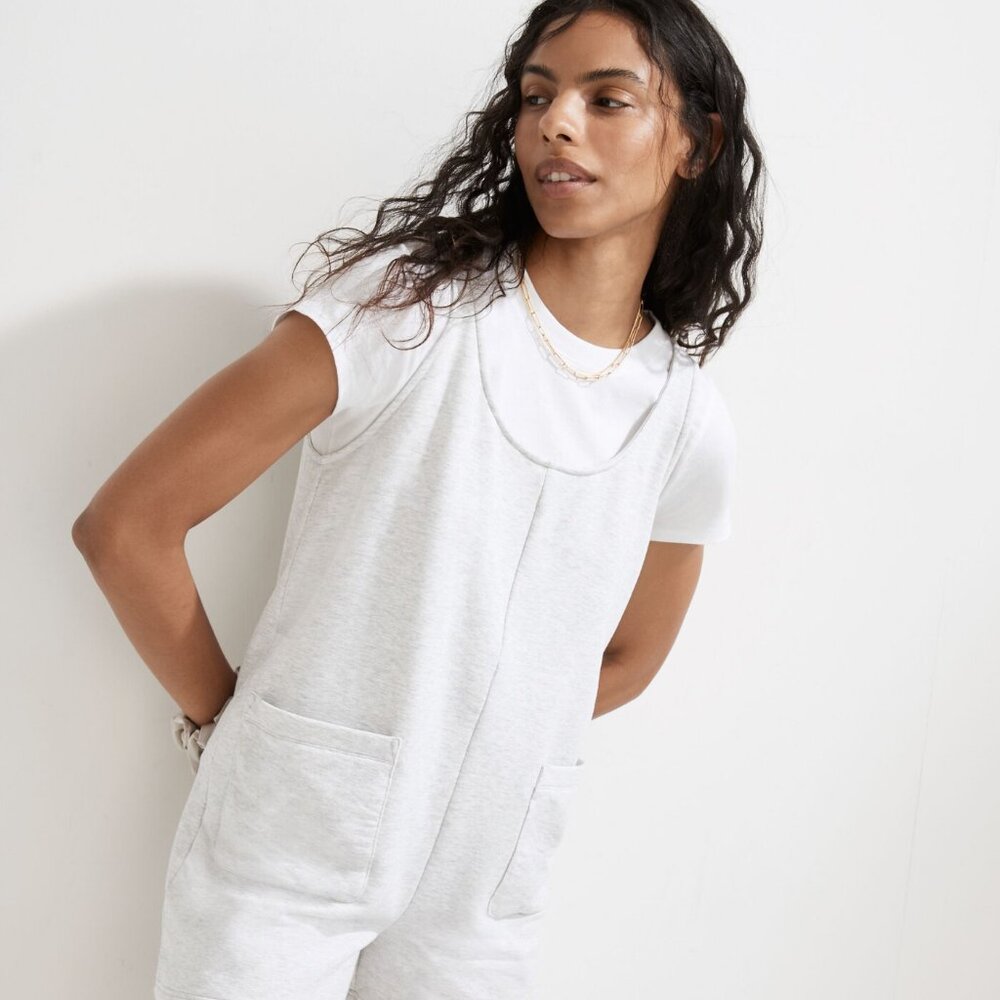 Madewell Superbrushed Pull-On Romper, Icy Heather, S